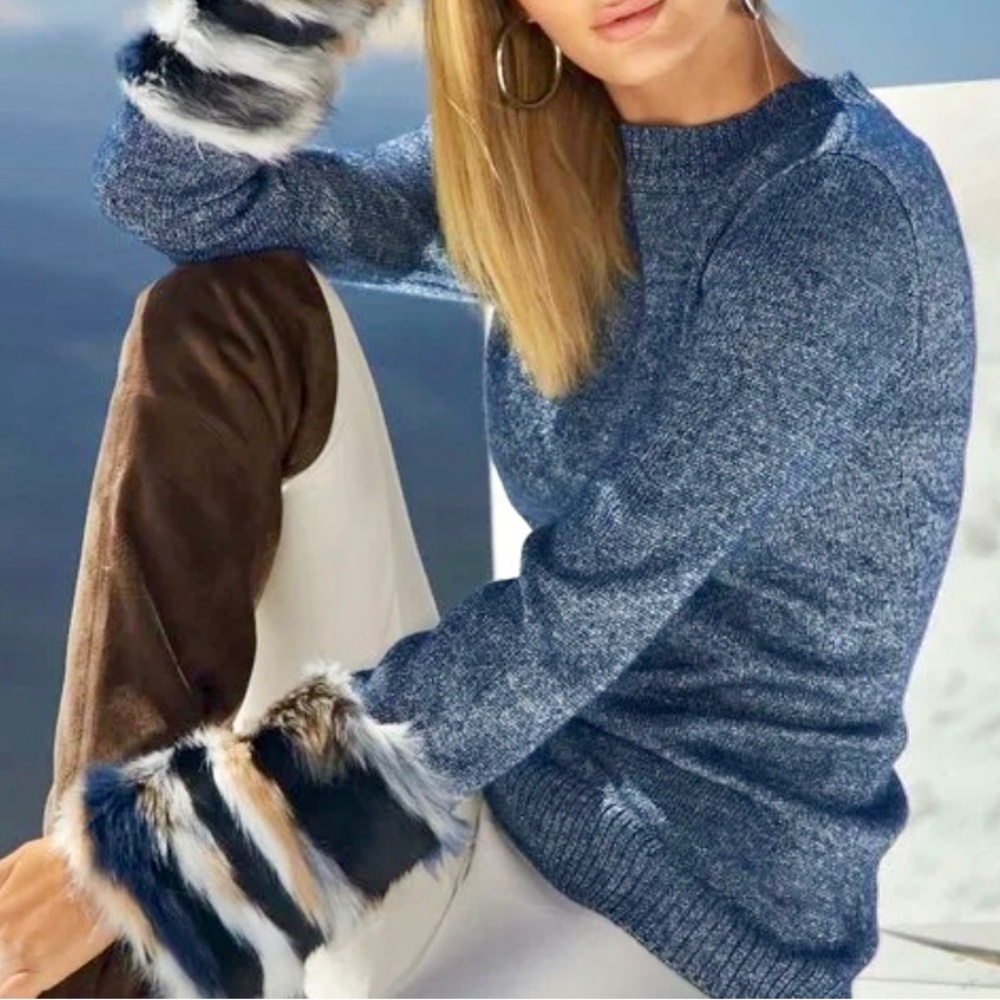 Sweater Lurex Fur Cuff